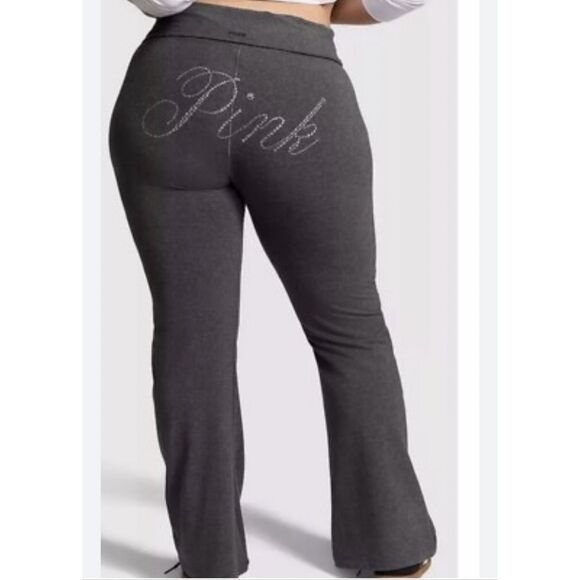 VS PINK bling heritage logo on butt flare yoga leggings pants xxl/2xl NwT - Picture 1 of 10
